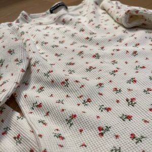 Brandy Melville Floral Waffle Top